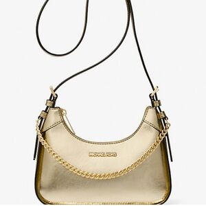 NWT Michael Kors Wilma Small Gold Metallic Crossbody Bag